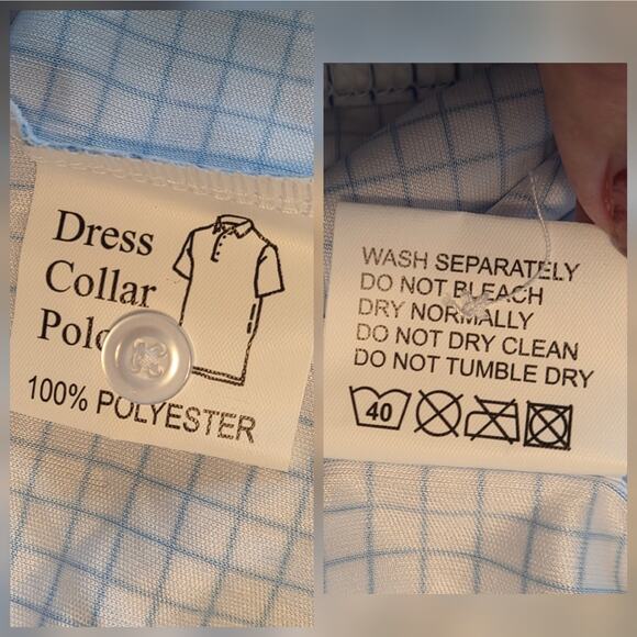 Collars & Co. Original Dress Collar Polo, Thin Blue Check Size Small NWT - Picture 7 of 10